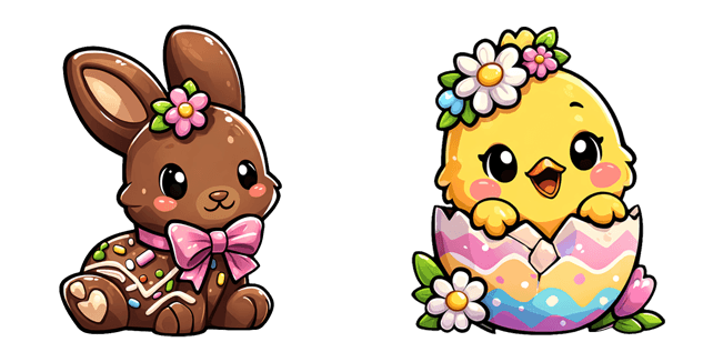 Easter Cute Chocolate Bunny & Chick Cursor