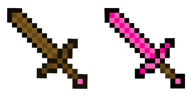Minecraft Pink & Wooden Sword Cursor