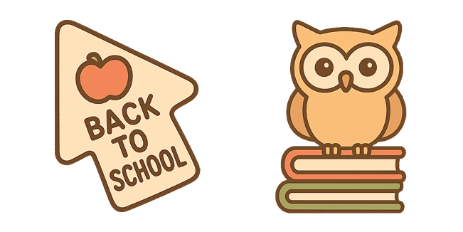 Back to School Owl & Books Cursor