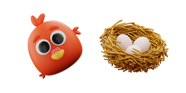 Red Bird & Bird Nest 3D Cursor