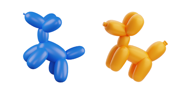 Blue & Yellow Balloon Dog 3D Cursor