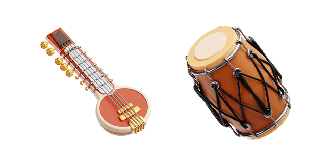 Sitar & Dhol Drum 3D Cursor