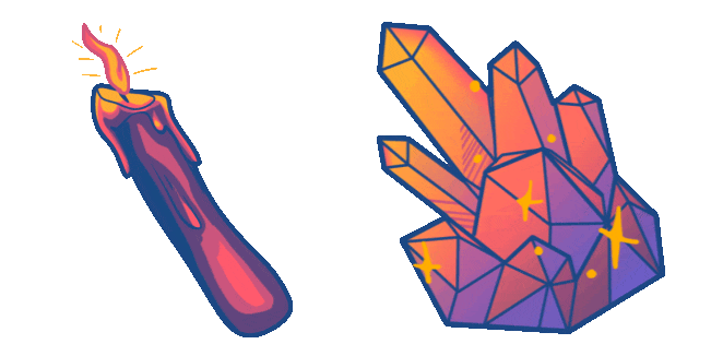Purple-Orange Candle & Quartz Animated Cursor