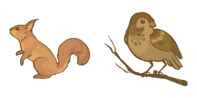Fairycore Aesthetic Squirrel & Sparrow Cursor