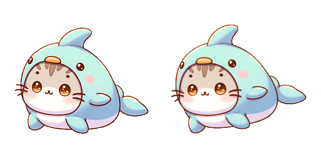 Cute Shark Costume Cat Animated Cursor