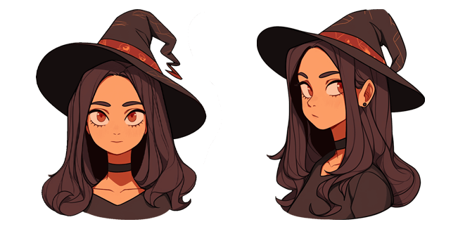 Pretty Black-Haired Witch Cursor