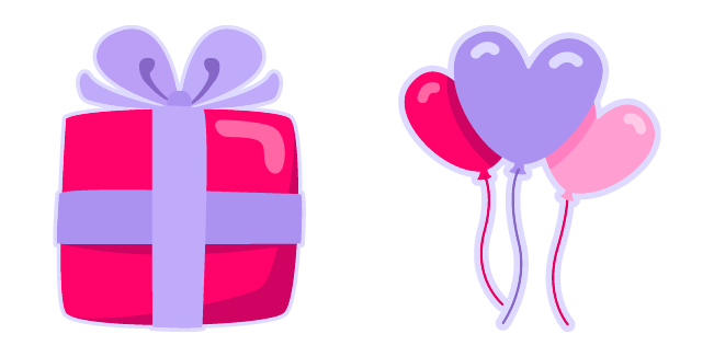 Valentine's Day Gift Box & Balloons Cursor
