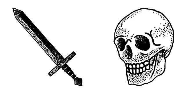 Black & White Skull & Sword Gothic Cursor