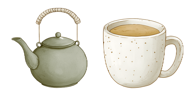 Cottagecore Teapot & Coffee Cup Cursor