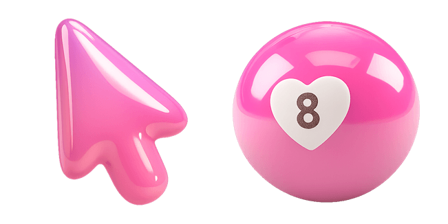 Pink Glossy Lucky 8 Ball Cursor