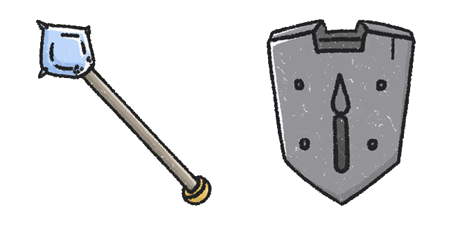 Cute Blue War Hammer & Iron Shield Cursor