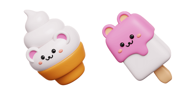 Cute Ice Cream Cone & Ice Cream Candy 3D Cursor