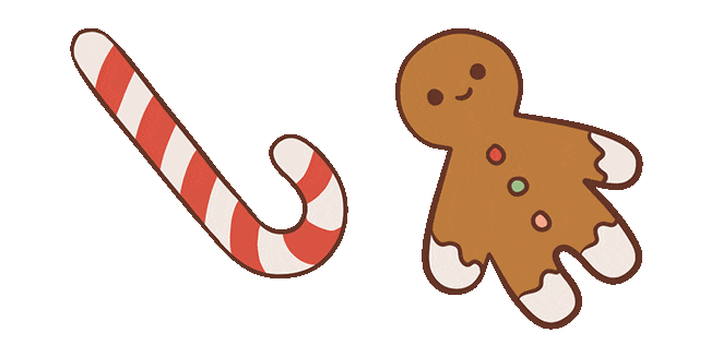 Christmas Candy Cane & Gingerbread Man Animated Cursor