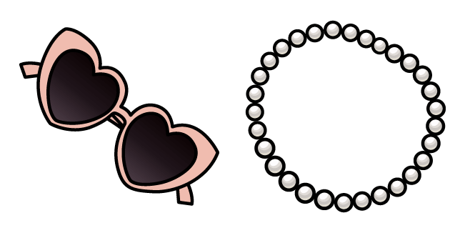 Coquette Aesthetic Heart Glasses & Pearl Necklace Cursor
