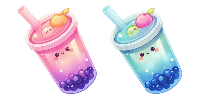 Cute Pink & Blue Bubble Tea Cursor