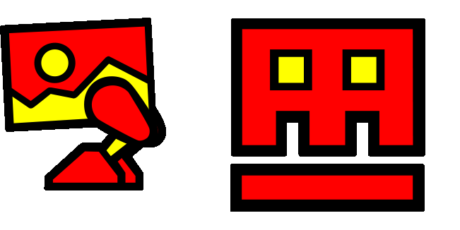 Geometry Dash Red Cube 5 & Robot 1 Animated Cursor