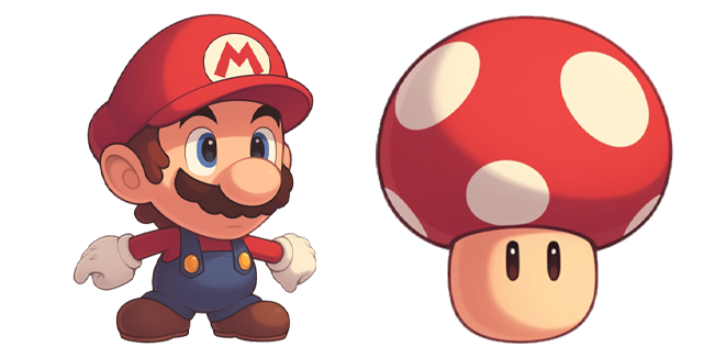 Chibi Super Mario & Mushroom Cursor