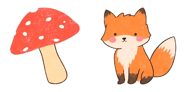 Cute Baby Fox & Fly Agaric Cursor