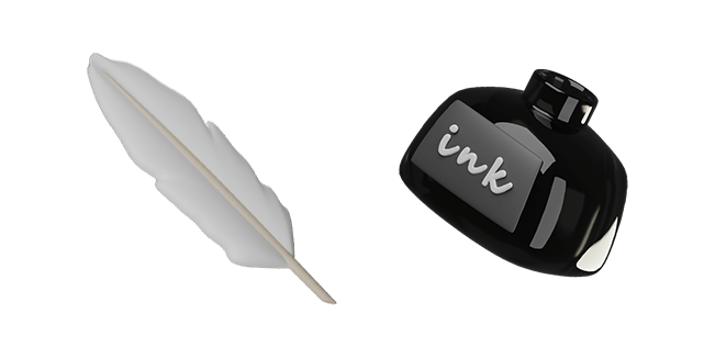 White Feather & Ink 3D Cursor