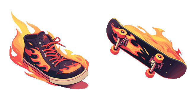 Burning Sneaker & Skateboard Animated Cursor