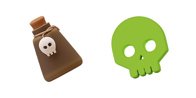 Halloween Poison & Green Skull 3D Cursor