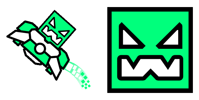 Geometry Dash Green UFO 2 & Cube 12 Animated Cursor