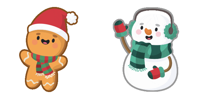 Christmas Cute Gingerman & Snowman Animated Cursor
