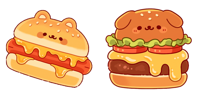 Kawaii Bear Hot-dog & Puppy Burger Cursor