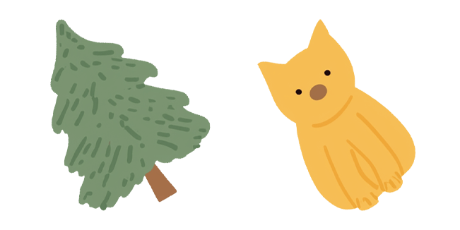 Cozy Forest Pine Tree & Cat Cursor