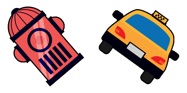 New York Aesthetic Fire Hydrant & Taxi Animated Cursor
