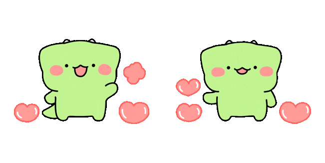 Cute Dino & Love Hearts Animated Cursor