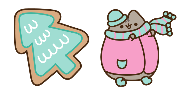 Winter Pusheen & Christmas Tree Cookie Cursor