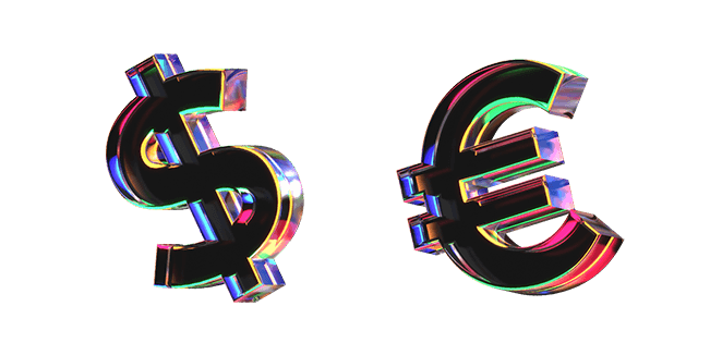 Neon Glass Dollar & Euro 3D Cursor