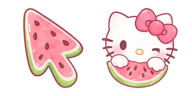 Kawaii Hello Kitty & Watermelon Slice Arrow Cursor