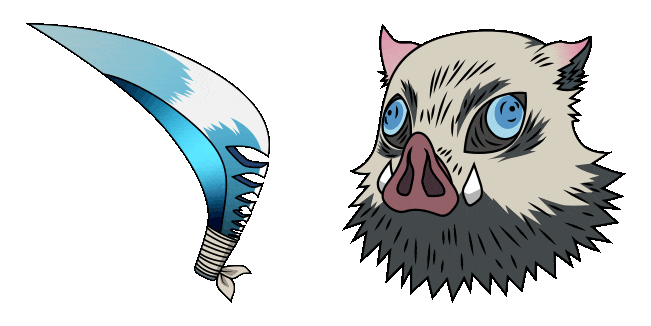 Demon Slayer Inosuke & Nichirin Katana Animated Cursor