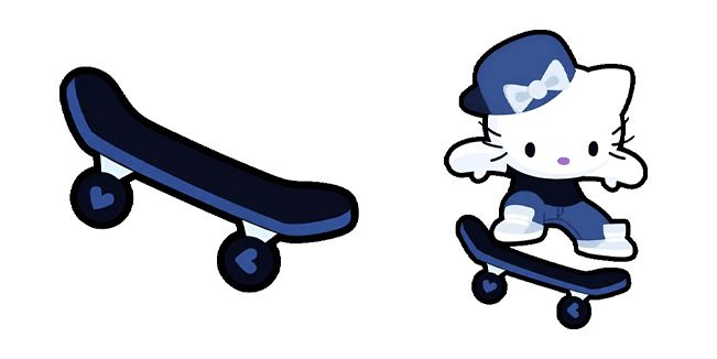 Kawaii Skateboarding Hello Kitty & Skateboard Cursor