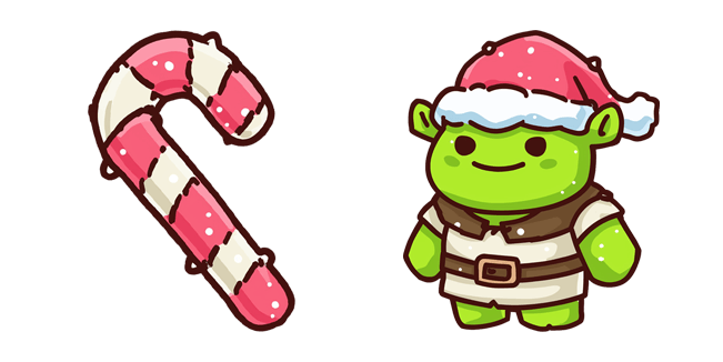 Chibi Christmas Shrek & Candycane Cursor
