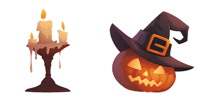 Halloween Candles & Pumpkin in the Hat Cursor