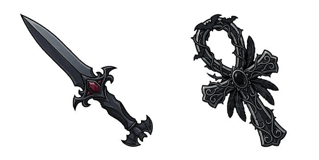 Dark Fantasy Bat Dagger & Ankh Cursor