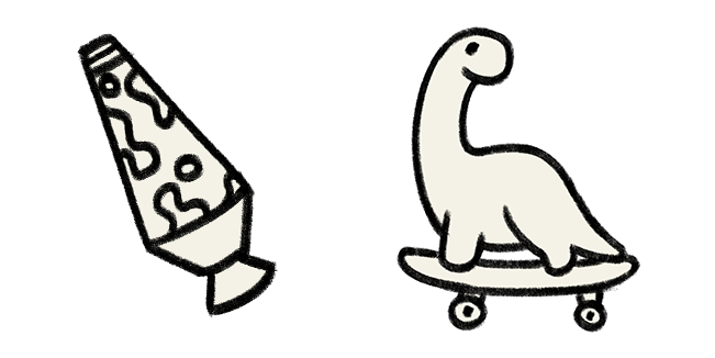 Lava Lamp & Dinosaur on Skateboard Pencil Draw Cursor
