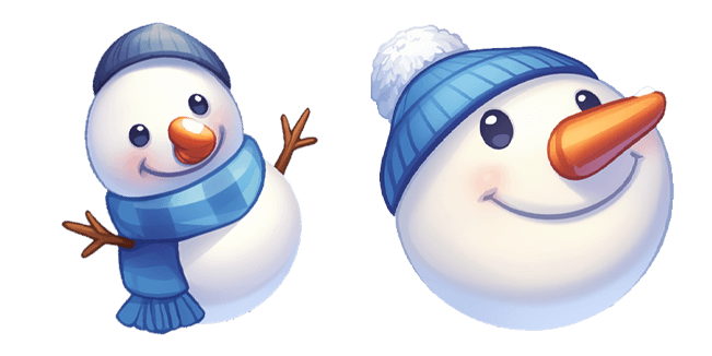 Happy Snowman In Blue Hat Cursor