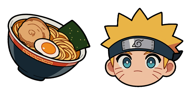 Naruto Uzumaki Ramen & Chibi Face Cursor