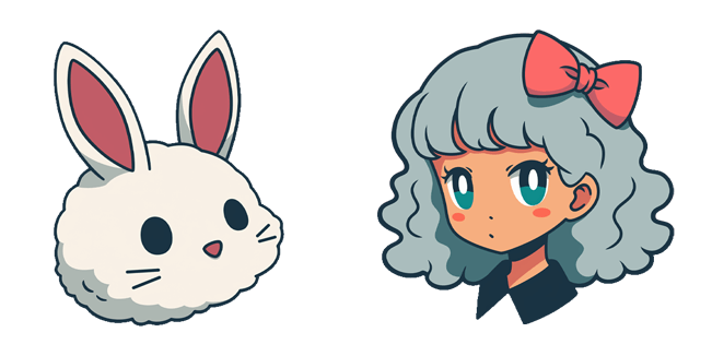 Pastel Fluffy Bunny & Anime Girl Cursor