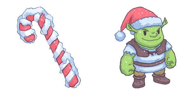 Christmas Chibi Shrek & Candy Cane Animated Cursor