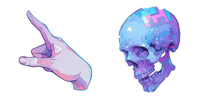 Neon Glitch Skull Cursor