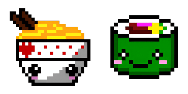 Cute Ramen & Sushi Roll Pixel Cursor