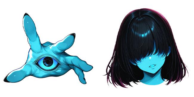Dark Anime Ghostly Girl Hand & Head Cursor
