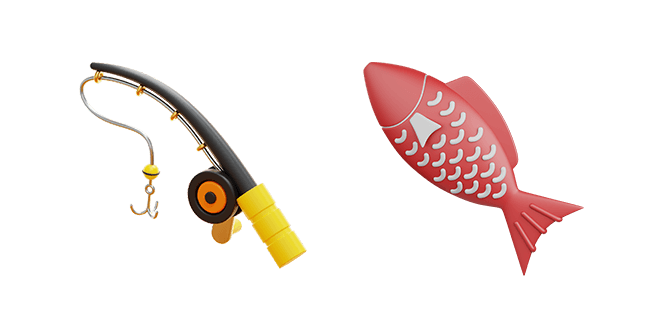 Fishing Rod & Red Fish 3D Cursor