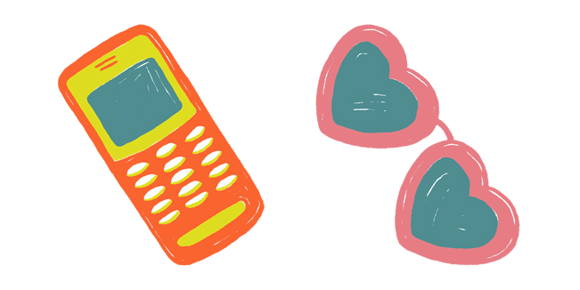 Vintage Cell Phone & Heart Glasses Cursor