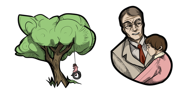 Harper Lee To Kill a Mockingbird Atticus with Scout Finch & Tree Cursor